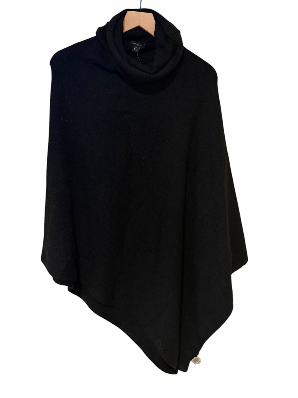 NWT Ann Taylor Black Cowl Neck Sweater Poncho M/L Asymmetric Hem